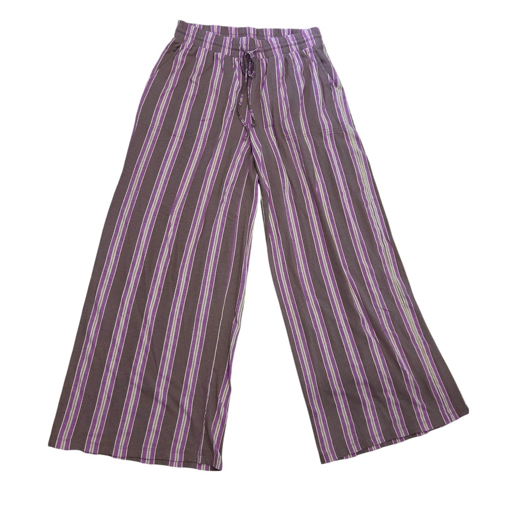 American Eagle Small Brown Striped Wide Leg Drawstring Pants Easy Stretch Boho